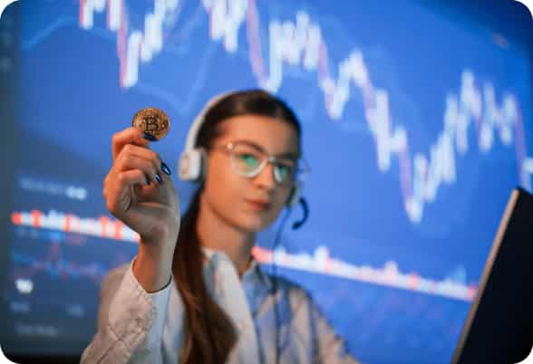 Investissement en Bitcoin avec Cronetrium System et graphiques financiers en arrière-plan France