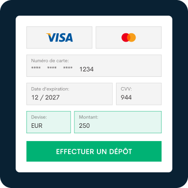 Paiement par carte bancaire pour dépôt sur Cronetrium System plateforme Bitcoin France
